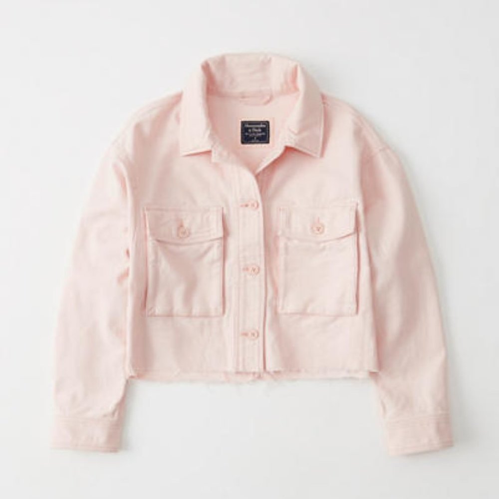 Abercrombie Cropped Pink Trucker Jacket - Picture 2 of 5